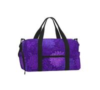 Mexpekil Purple Dahlia Floral Gym Bag with Shoe Compartment Waterproof Duffel Bag Large Overnight Weekend Bags Travel Holdall for Women Men Teens