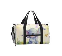 Mexpekil Purple Floral Baby Elephant Gym Bag with Shoe Compartment Waterproof Duffel Bag Large Overnight Weekend Bags Travel Holdall for Women Men Teens