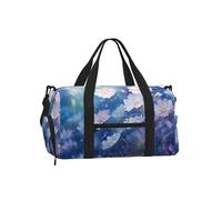 Mexpekil Purple Floral Gym Bag with Shoe Compartment Waterproof Duffel Bag Large Overnight Weekend Bags Travel Holdall for Women Men Teens