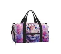 Mexpekil Purple Floral Leopard Gym Bag with Shoe Compartment Waterproof Duffel Bag Large Overnight Weekend Bags Travel Holdall for Women Men Teens