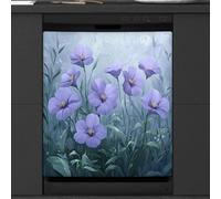 Mexpekil Purple Flowers Plants Dishwasher Magnet Cover 21x26Inch Decorative Dish Washer Sticker for Front Door Waterproof Kitchen Appliance Panel Magnetic Decal