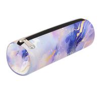 Mexpekil Purple Gold Line Pencil Case School Supplies Pouch Bag for Girls Boys Teenagers, Women Makeup Brush Bag