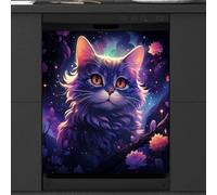 Mexpekil Purple Halloween Cat Dishwasher Magnet Cover 21x26Inch Decorative Dish Washer Sticker for Front Door Waterproof Kitchen Appliance Panel Magnetic Decal