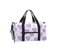 Mexpekil Purple Hearts Gym Bag with Shoe Compartment Waterproof Duffel Bag Large Overnight Weekend Bags Travel Holdall for Women Men Teens