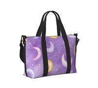 Mexpekil Purple Moon Stars Travel Duffel Bag Waterproof Sports Gym Bag Large Weekend Overnight Bags for Women Men Foldable Carry On Luggage Tote Bag for Flight