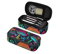 Mexpekil Purple Neon Mushroom Pencil Case for Girls Boys with Compartments Large Pen Organizer Bag Zipper Multi-Use Pouch for School Supplies, Makeup Cosmetics, Kids, Adults