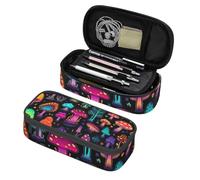 Mexpekil Purple Neon Mushrooms Pencil Case for Girls Boys with Compartments Large Pen Organizer Bag Zipper Multi-Use Pouch for School Supplies, Makeup Cosmetics, Kids, Adults