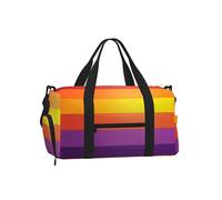 Mexpekil Purple Orange Stripes Gym Bag with Shoe Compartment Waterproof Duffel Bag Large Overnight Weekend Bags Travel Holdall for Women Men Teens