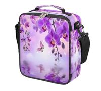 Mexpekil Purple Orchid Floral Butterfly Kids Lunch Bag Boys Girls, Square Thermal Insulated Lunch Box, Reusable Cooler Tote for School Picnic Travel