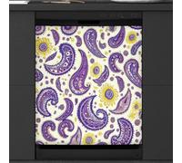 Mexpekil Purple Paisley Pattern Dishwasher Magnet Cover 23x26Inch Decorative Dish Washer Sticker for Front Door Waterproof Kitchen Appliance Panel Magnetic Decal