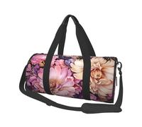 Mexpekil Purple Pink Flowers Art Foldable Gym Bag Carry On Travel Duffle Bags Waterproof Woman Men Hand Luggage Bag Large Weekend Overnight Bags for Sports Dance with Removable Strap