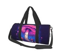 Mexpekil Purple Pink Magic Mushroom Foldable Gym Bag Carry On Travel Duffle Bags Waterproof Woman Men Hand Luggage Bag Large Weekend Overnight Bags for Sports Dance with Removable Strap