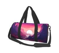 Mexpekil Purple Pink Mountain River Foldable Gym Bag Carry On Travel Duffle Bags Waterproof Woman Men Hand Luggage Bag Large Weekend Overnight Bags for Sports Dance with Removable Strap