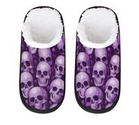 Mexpekil Purple Skulls Fluffy Slippers for Women Men L