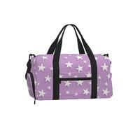 Mexpekil Purple White Stars Gym Bag with Shoe Compartment Waterproof Duffel Bag Large Overnight Weekend Bags Travel Holdall for Women Men Teens