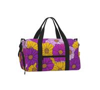 Mexpekil Purple Yellow Daisy Gym Bag with Shoe Compartment Waterproof Duffel Bag Large Overnight Weekend Bags Travel Holdall for Women Men Teens