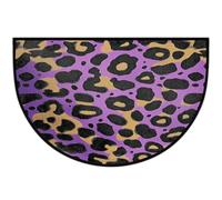 Mexpekil Purple Yellow Leopard Skin Half Moon Door Mat Indoor Outdoor Non Slip Floor Mat Washable Half Circle Doormats Absorbent Dirt Trapper Half Round Rugs for Entrance 61x91cm