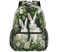 Mexpekil Rabbit Green Plant Backpack for Womens Mens 16 Inch Waterproof Laptop Bag Large Backpacks Travel Rucksack for Sports Work