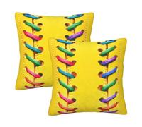 Mexpekil Rainbow Baseball Lace Cushion Covers 50cm X 50cm 2 Pack Invisible Zipper Square Pillow Cases Decorative Pillow Covers Protectors for Sofa Bed Home Decor