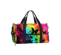 Mexpekil Rainbow Boho Butterfly Gym Bag with Shoe Compartment Waterproof Duffel Bag Large Overnight Weekend Bags Travel Holdall for Women Men Teens