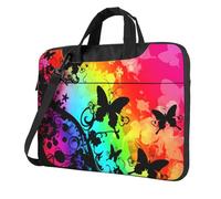 Mexpekil Rainbow Boho Butterfly Laptop Bag for Women Men 15.6 Inch Portable Laptop Case Sleeve with Shoulder Strap Computer Carrying Case Messenger Bags for Business Travel College