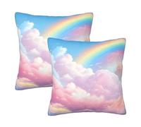 Mexpekil Rainbow Cloud Cushion Covers 50cm X 50cm 2 Pack Invisible Zipper Square Pillow Cases Decorative Pillow Covers Protectors for Sofa Bed Home Decor