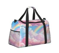 Mexpekil Rainbow Cloud Duffel Bag Large Carry On Hand Luggage Bags Waterproof Weekender Bags Foldable Tote Bag for Travel Sports Gym Dance