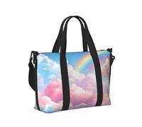 Mexpekil Rainbow Cloud Travel Duffel Bag Waterproof Sports Gym Bag Large Weekend Overnight Bags for Women Men Foldable Carry On Luggage Tote Bag for Flight