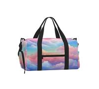 Mexpekil Rainbow Clouds Gym Bag with Shoe Compartment Waterproof Duffel Bag Large Overnight Weekend Bags Travel Holdall for Women Men Teens
