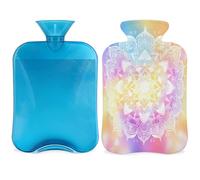 Mexpekil Rainbow Colored Mandala Hot Water Bottle with Cover, 2L PVC Hot Water Bag for Pain Relief, Feet, Back, Warmth