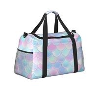 Mexpekil Rainbow Fish Scale Duffel Bag Large Carry On Hand Luggage Bags Waterproof Weekender Bags Foldable Tote Bag for Travel Sports Gym Dance