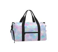Mexpekil Rainbow Fish Scale Gym Bag with Shoe Compartment Waterproof Duffel Bag Large Overnight Weekend Bags Travel Holdall for Women Men Teens