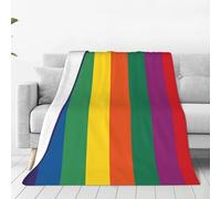 Mexpekil Rainbow Flag Throw Blanket, Color Stripes Soft Warm Fleece Blanket Fluffy Plush Flannel Blanket For Bed Sofa Couch Home 125x150cm