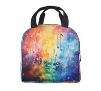 Mexpekil Rainbow Galaxy Music Note Lunch Bag Insulated Thermal Cooler Lunch Tote