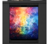 Mexpekil Rainbow Galaxy Musical Dishwasher Magnet Cover 21x26Inch Decorative Dish Washer Sticker for Front Door Waterproof Kitchen Appliance Panel Magnetic Decal