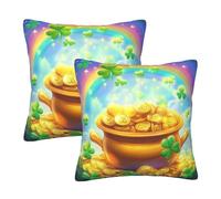 Mexpekil Rainbow Golden Coins Cushion Covers 50cm X 50cm 2 Pack Invisible Zipper Square Pillow Cases Decorative Pillow Covers Protectors for Sofa Bed Home Decor