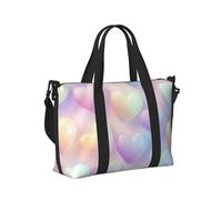 Mexpekil Rainbow Heart Travel Duffel Bag Waterproof Sports Gym Bag Large Weekend Overnight Bags for Women Men Foldable Carry On Luggage Tote Bags for Flight