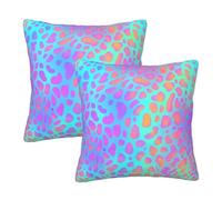Mexpekil Rainbow Leopard Print Cushion Covers 55cm X 55cm 2 Pack Invisible Zipper Square Pillow Cases Decorative Pillow Covers Protectors for Sofa Bed Home Decor