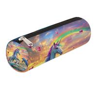 Mexpekil Rainbow Licorne Horse Dolphin Jumping Pencil Case for Girls Boys Stationery Pouch Organiser Small School Supply Bag for Students Office