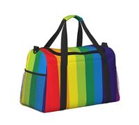 Mexpekil Rainbow Line Duffel Bag Large Carry On Hand Luggage Bags Waterproof Weekender Bags Foldable Tote Bag for Travel Sports Gym Dance