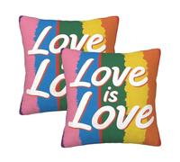 Mexpekil Rainbow Love Cushion Covers 40cm X 40cm 2 Pack Invisible Zipper Square Pillow Cases Decorative Pillow Covers Protectors for Sofa Bed Home Decor