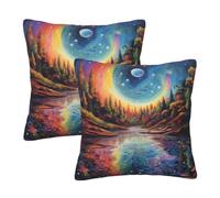 Mexpekil Rainbow Magic Starry Sky Cushion Covers 45x45 cm
