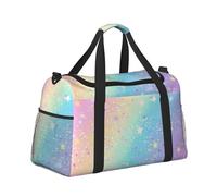 Mexpekil Rainbow Star Glitter Background Duffel Bag Large Carry On Hand Luggage Bags Waterproof Weekender Bags Foldable Tote Bag for Travel Sports Gym Dance