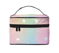 Mexpekil Rainbow Stars Glitter Makeup Bag Travel Cosmetic Bags Large Capacity Make Up Organiser Storage Bag Portable Toiletry Bags for Women Girls