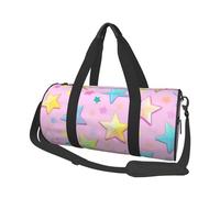 Mexpekil Rainbow Stars Pink Foldable Gym Bag Carry On Travel Duffle Bags Waterproof Woman Men Hand Luggage Bag Large Weekend Overnight Bags for Sports Dance with Removable Strap