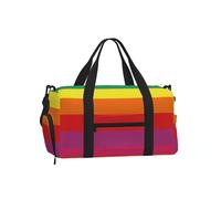 Mexpekil Rainbow Stripes Gym Bag with Shoe Compartment Waterproof Duffel Bag Large Overnight Weekend Bags Travel Holdall for Women Men Teens
