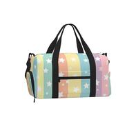 Mexpekil Rainbow Stripes Stars Gym Bag with Shoe Compartment Waterproof Duffel Bag Large Overnight Weekend Bags Travel Holdall for Women Men Teens