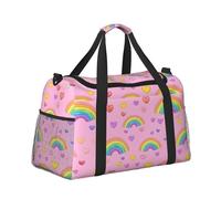 Mexpekil Rainbows Hearts Cute Duffel Bag Large Carry On Hand Luggage Bags Waterproof Weekender Bags Foldable Tote Bag for Travel Sports Gym Dance