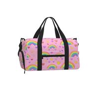Mexpekil Rainbows Hearts Cute Gym Bag with Shoe Compartment Waterproof Duffel Bag Large Overnight Weekend Bags Travel Holdall for Women Men Teens