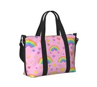 Mexpekil Rainbows Hearts Cute Travel Duffel Bag Waterproof Sports Gym Bag Large Weekend Overnight Bags for Women Men Foldable Carry On Luggage Tote Bag for Flight